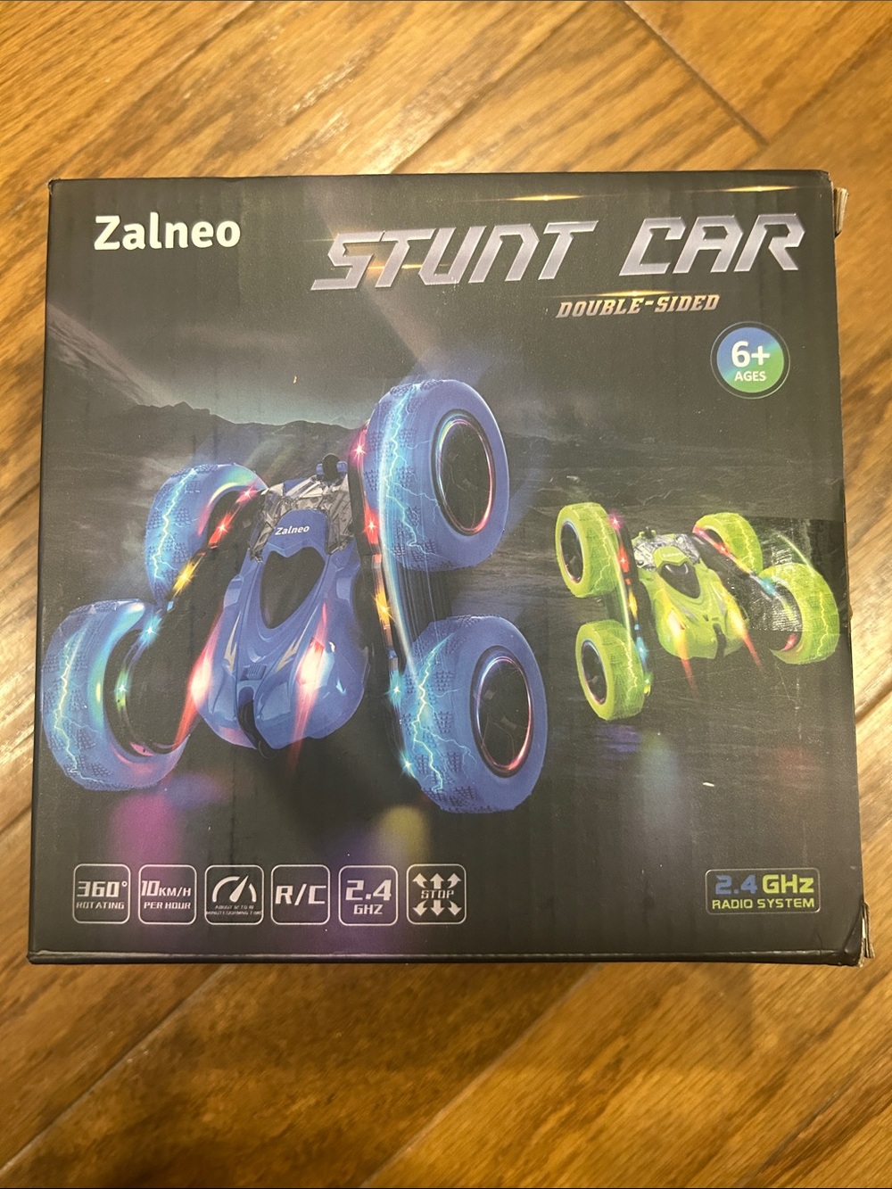 Zalneo Double-Sided Stunt Car — Blue & Neon Green